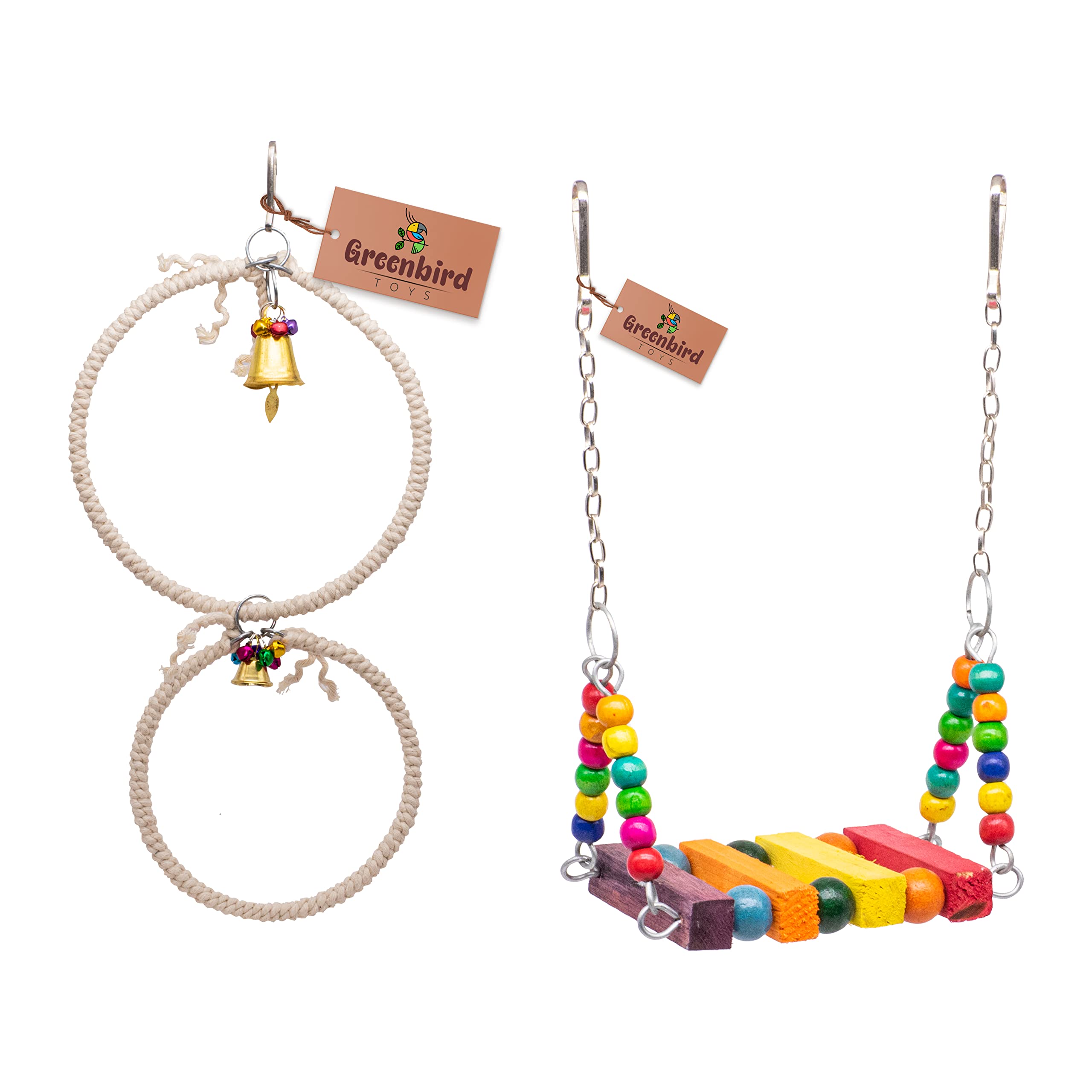 GREENBIRDS Combo of 2 Bird Toys Wooden Swing & Dual Ring Perch for Bird & Parrot (B0B2S1LXTW) Amazon Price History, Amazon Price Tracker