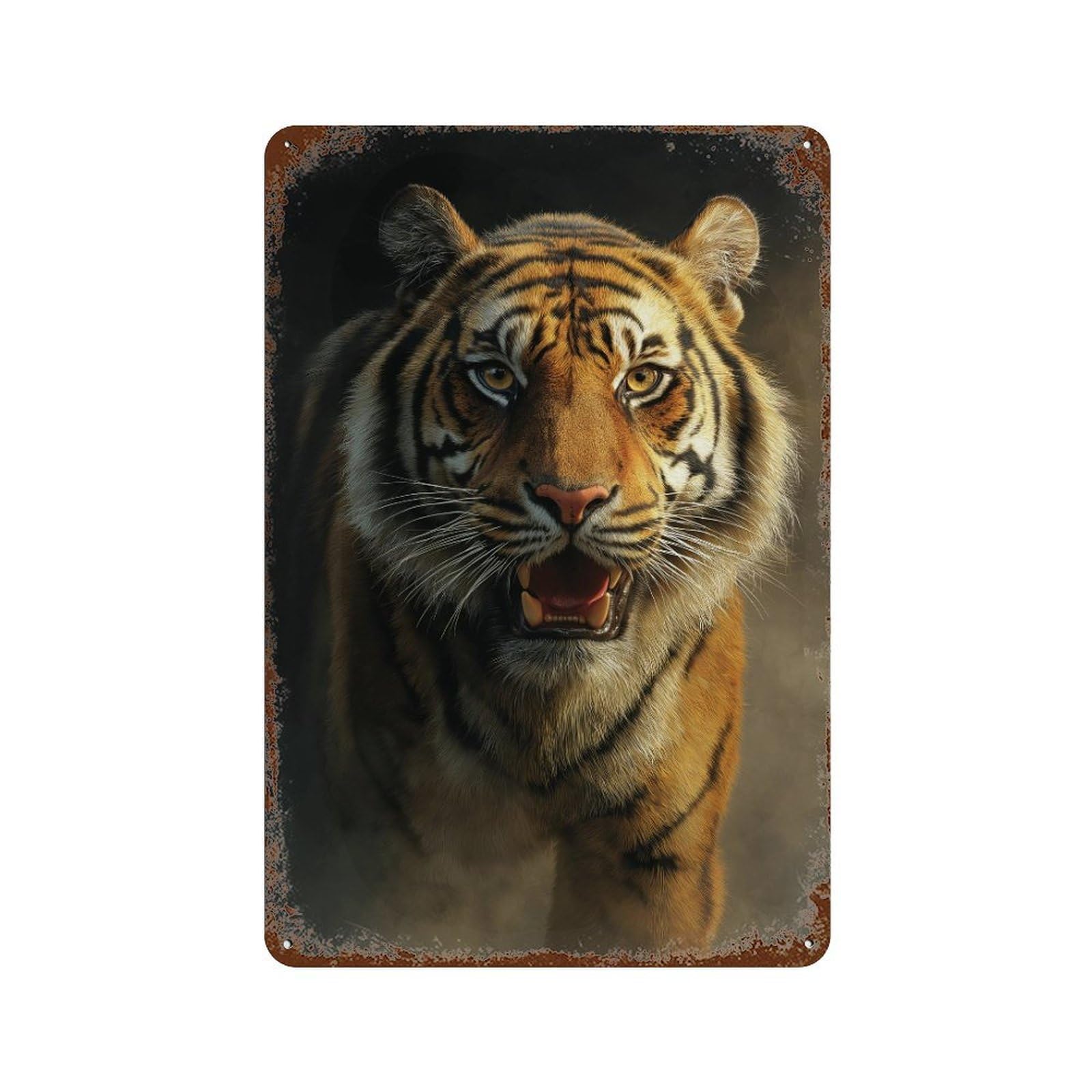 Tiger Roar Wild Power Decorative Tin Sign 11.8"x7.9", Vintage Wall Decor for Basement, Hobby Room And Garage Decor