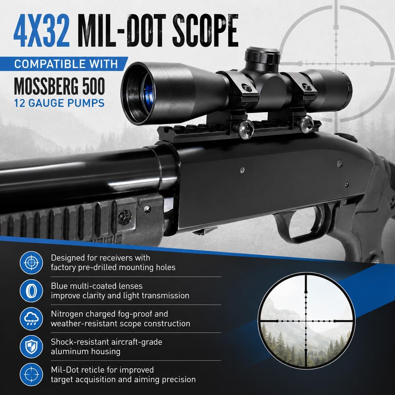 Amazon.com : TRINITY 4x32 Shotgun Scope Kit with Picatinny Rail