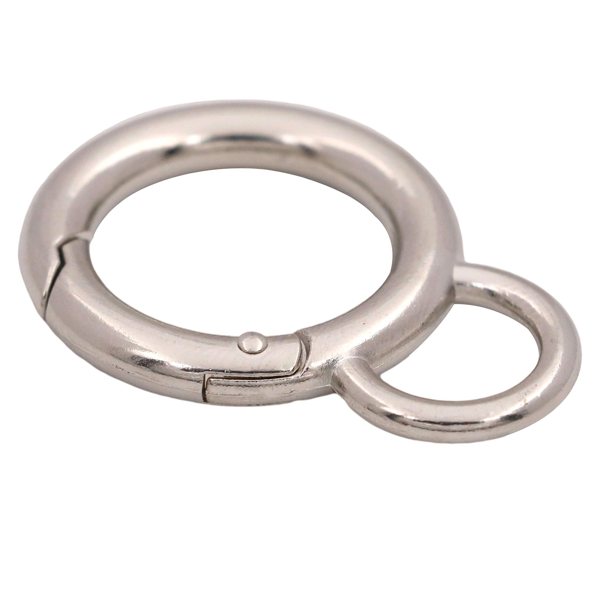 BIKICOCO Spring Gate Ring with Loop O-Ring Clasp Push Gate Snap Hook Bag Clasp Spring Buckle, Silver - 10 Pcs - Image 4