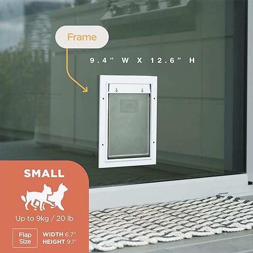 Miniatura 3 de Hakuna Pets Puerta de aluminio de lujo para mascotas, gatos y perros con panel de bloqueo de 2 vías para pantallas, puertas y paredes de hasta 2.8