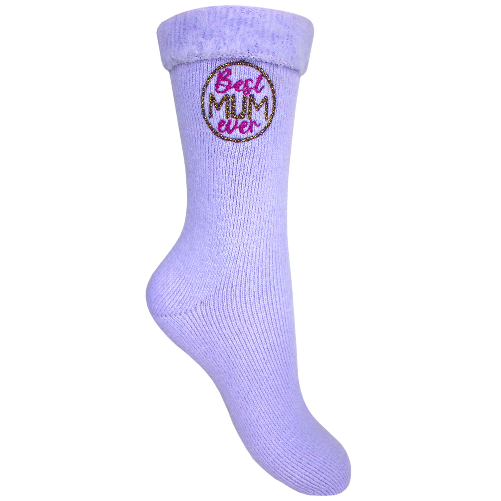 Best Mum Ever Super Soft Cosy Sparkle Bed Socks (Purple)