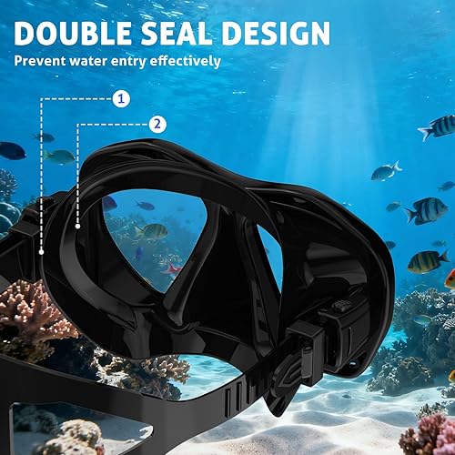 Miniatura 5 de Scuba Mask Adults, Diving mask, Snorkel Swimming Goggles with Nose Cover for Youth, Free Diving Mask, Panoramic HD Tempered Glass Snorkeling Gear