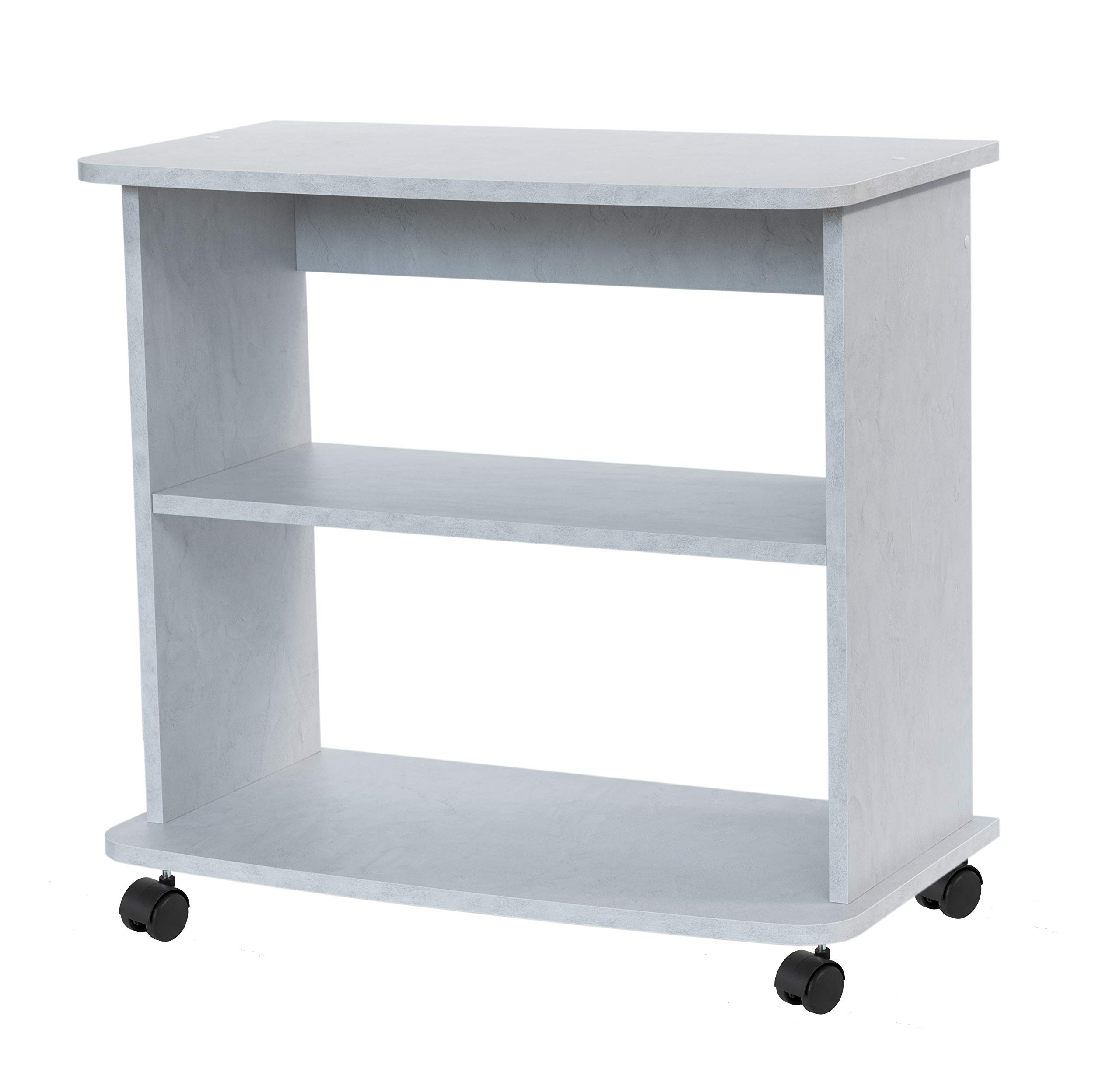 Mobile Carrello H.71 L.75 P.40 porta TV, Stampante, HI-FI, Radio (Bianco Cemento)