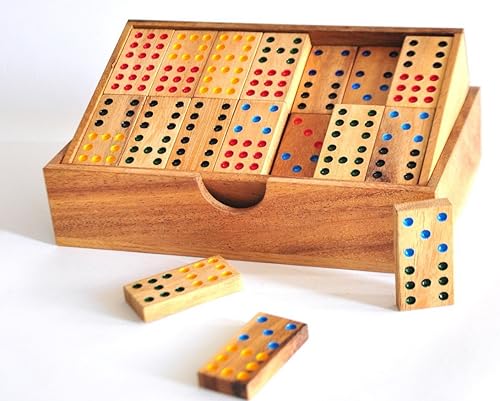 SiamCollection Juego de dominó hecho a mano de madera
