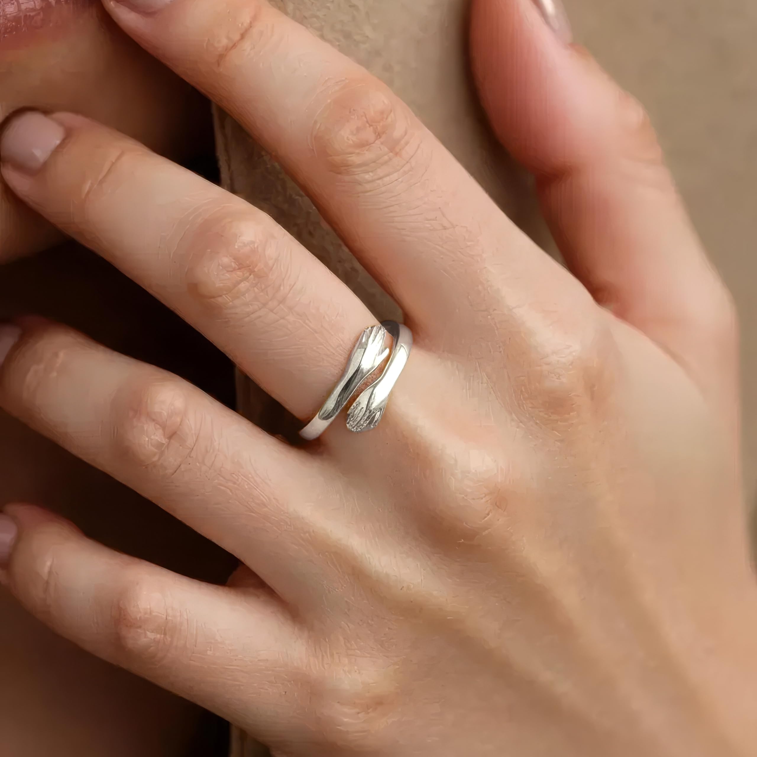 Anello abbraccio in argento Sterling 925, anello aperto, regolabile, idea regalo, Adjustable (Ring size 41-76), Argento sterling, Non pietra preziosa