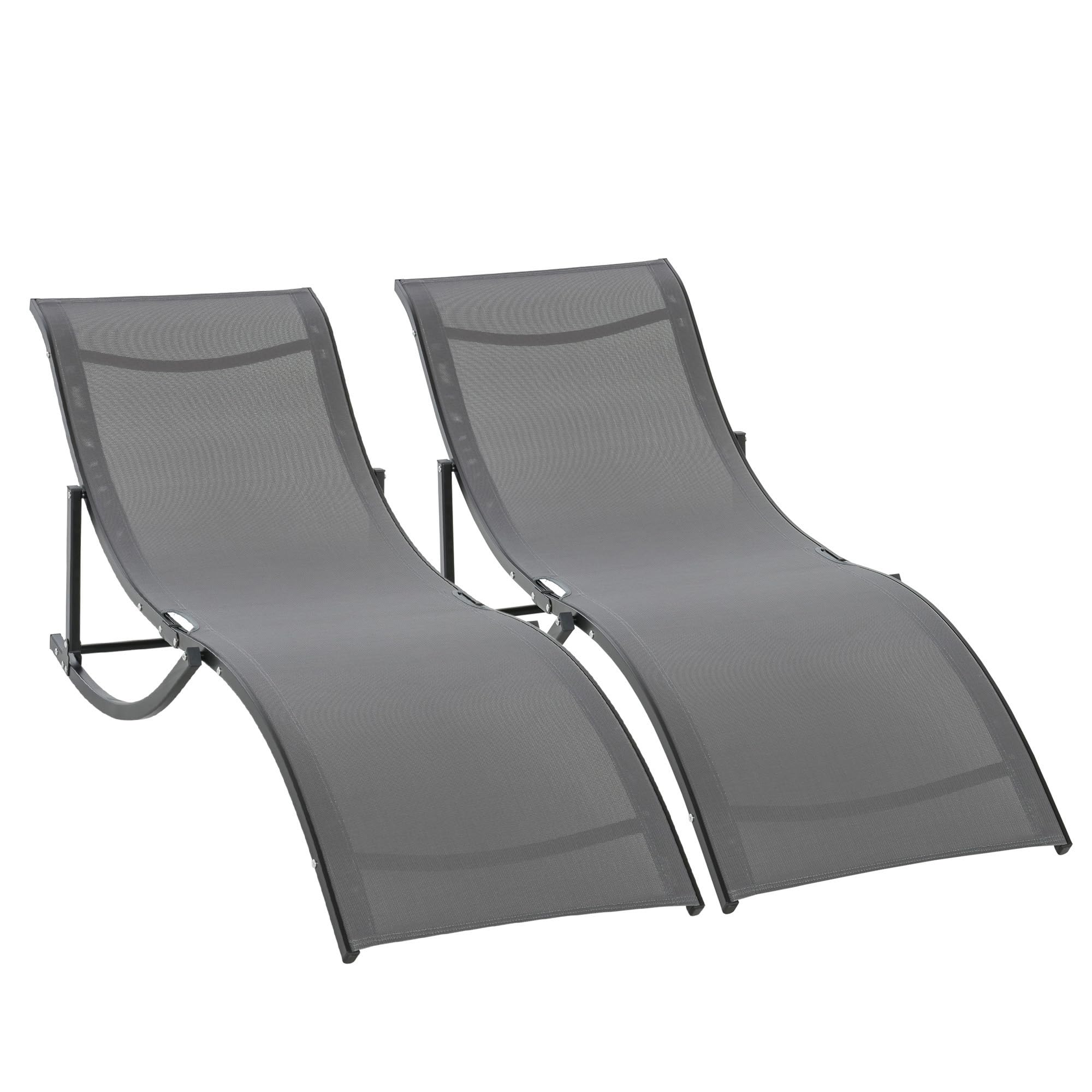 Outsunny Sonnenliege Gartenliegen 2er Set 165 x 61 x 63 cm Dunkelgrau