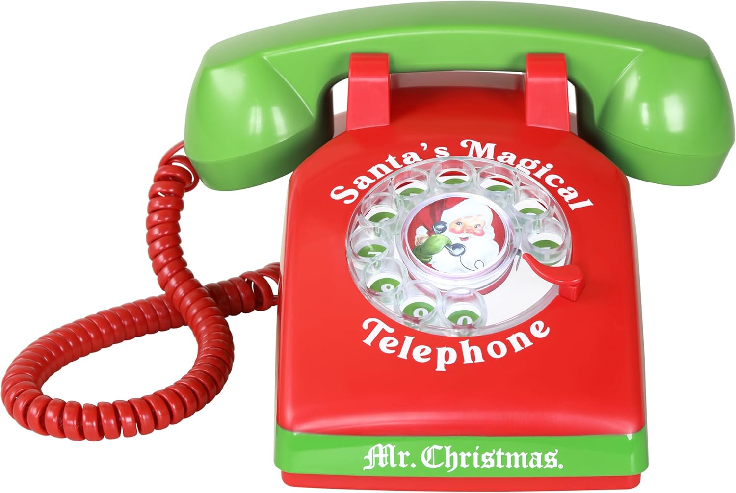 Mr. Christmas Teléfono mágico de Santa – Teléfono de Santa para niños, llamadas interactivas de Navidad, conversaciones reales, vintage seguro para