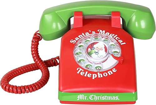 Mr. Christmas Teléfono mágico de Santa - Teléfono de Santa para niños, llamadas interactivas de Navidad, conversaciones reales, vintage seguro para