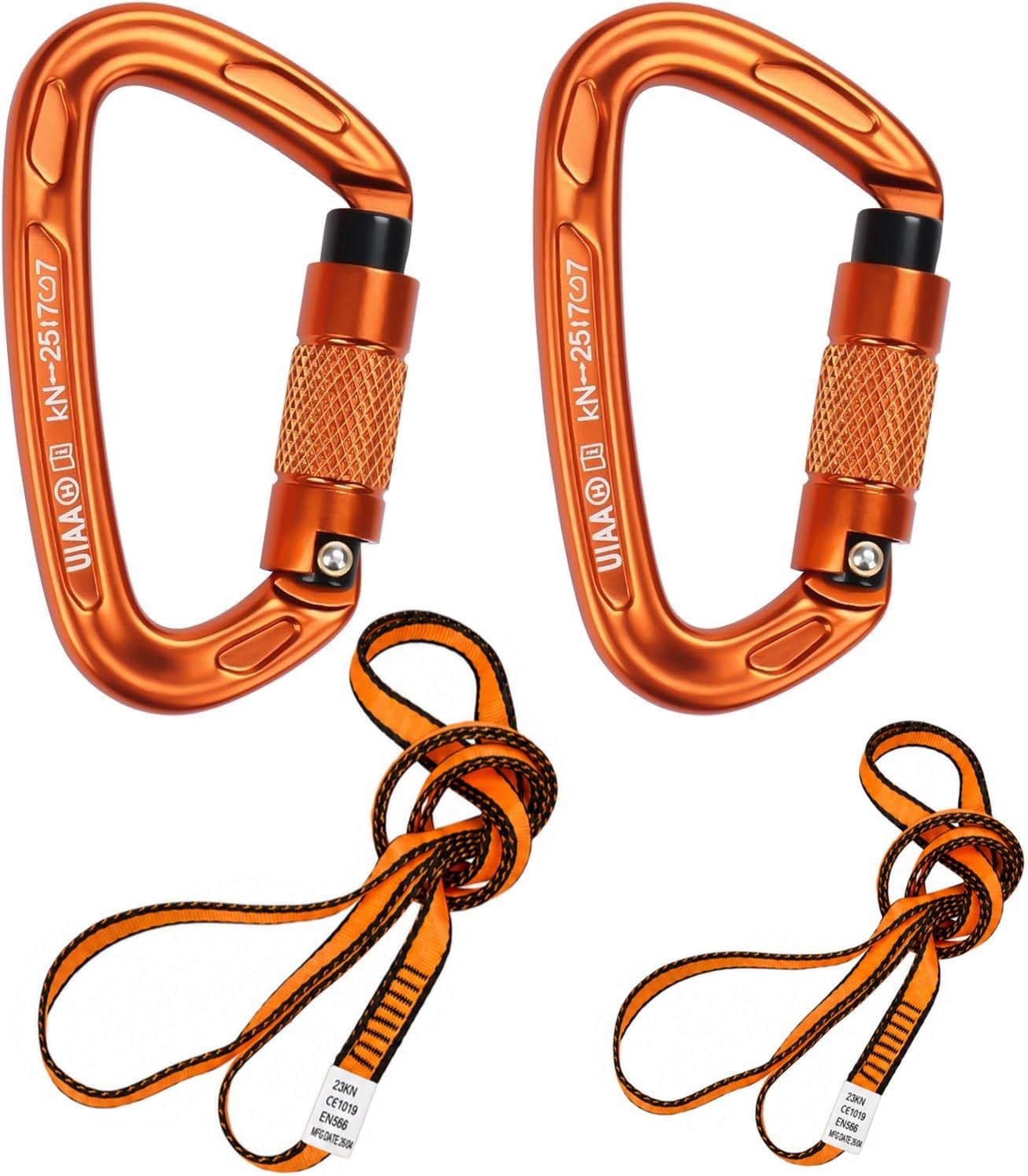Karabiner Klettern Kletterausr stung 2 St ck UIAA-Zertifiziert 25KN Auto Locking Kletterkarabiner Clips +2 St ck 22KN Nylon Seil zum Klettern Bergsteigen Wandern