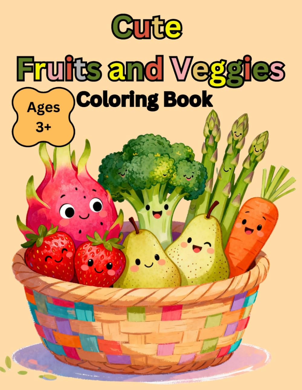 Cute Fruits and Veggies: Coloring Book