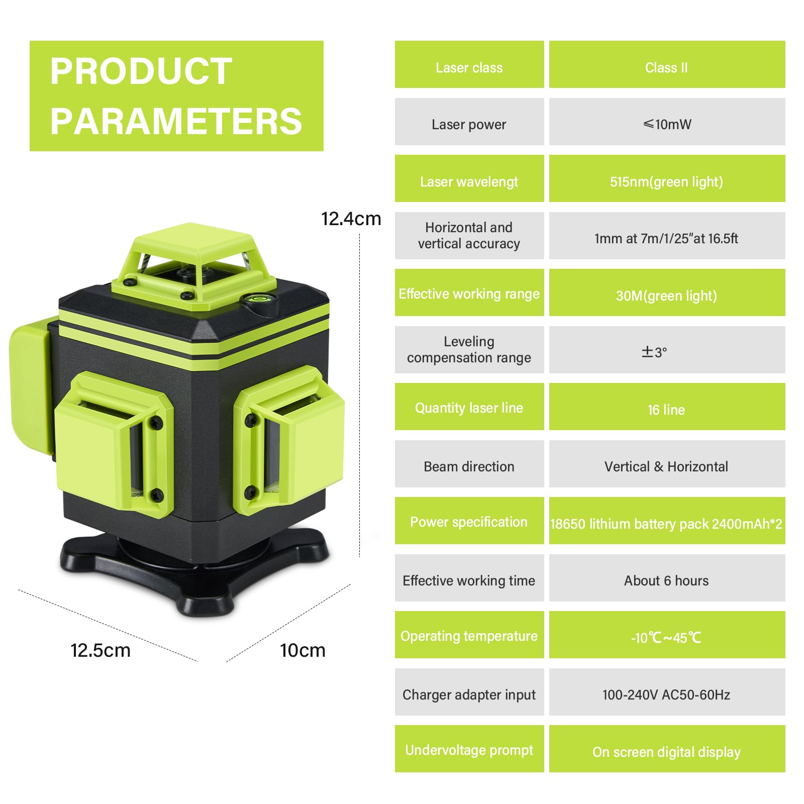 STANEW Laser chantier 4 x 360°,Autonivelant Niveau Laser Vert 4D 16 Line Ligne Laser Verte Horizontal et Verticale avec Télécommande Intégrée