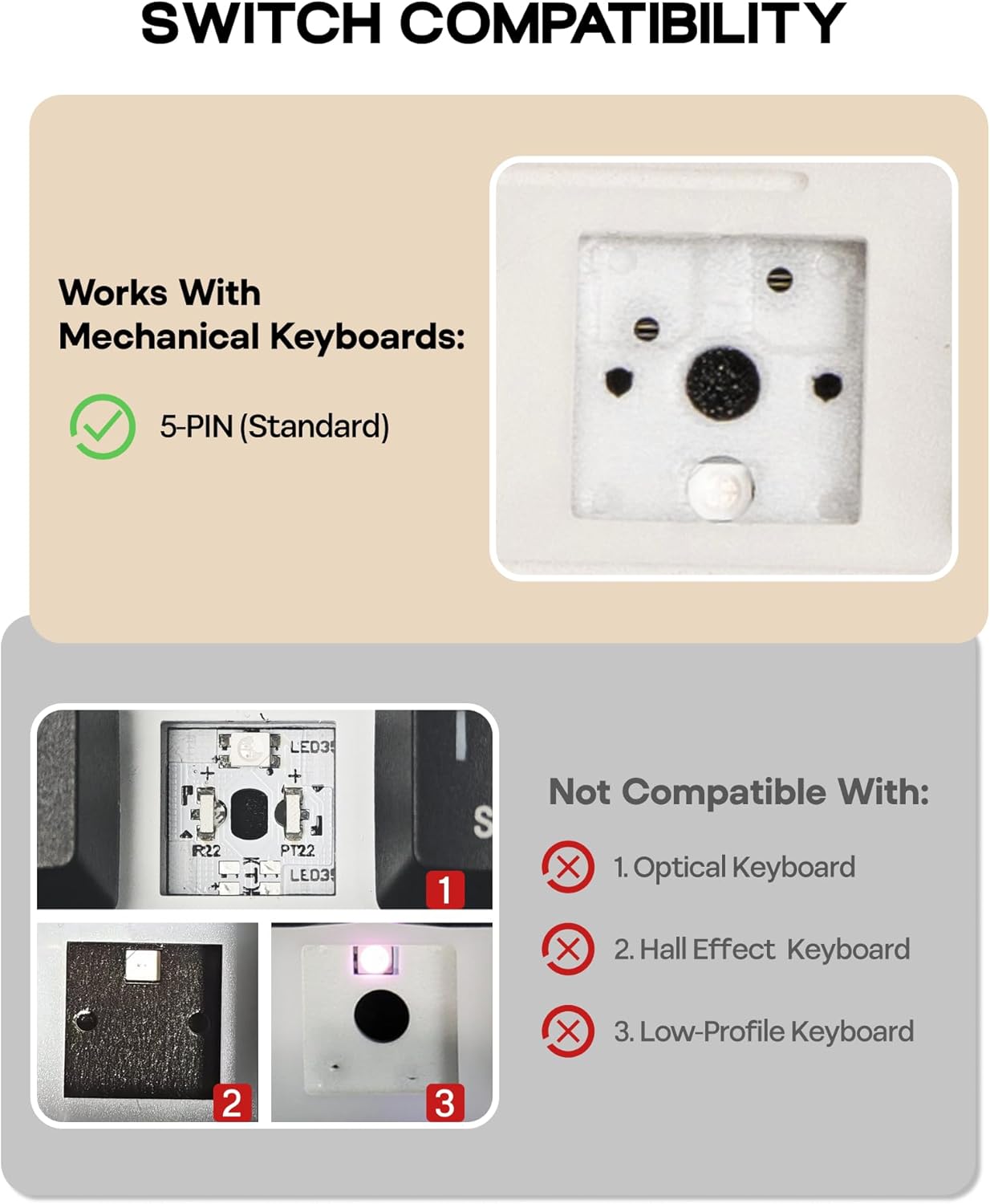 EPOMAKER Silent Mechanical Keyboard Switches Set - 35 Pieces Factory Pre-Lubed, 5-Pin Linear/Tactile Switches for Custom Mechanical Keyboards (Sorane(Linear Silent))