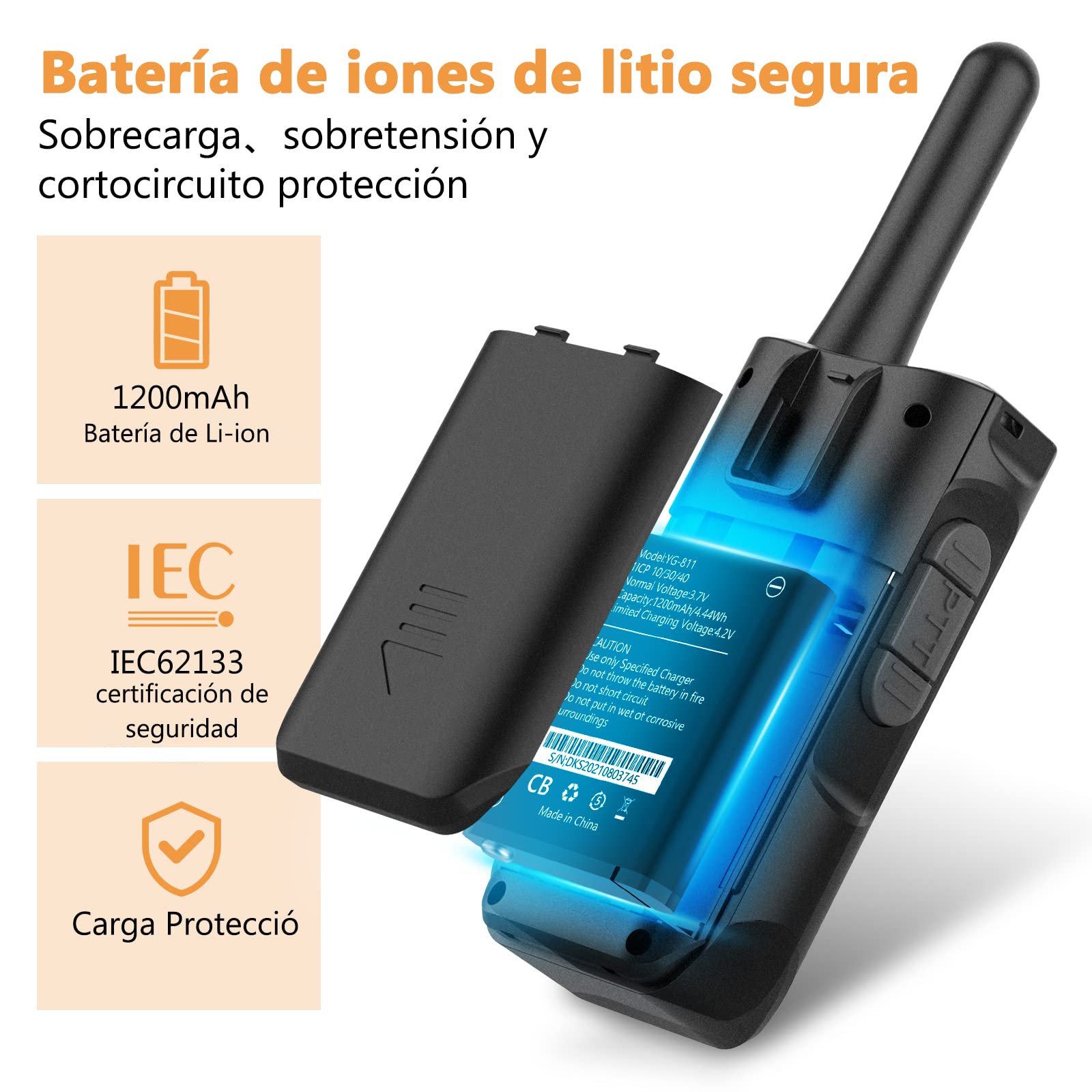 Walkie Talkie 1200mAh 16-Kanałowy Zestaw Radiowy z Akumulatorem i Kablem Ładującym Typu-C
