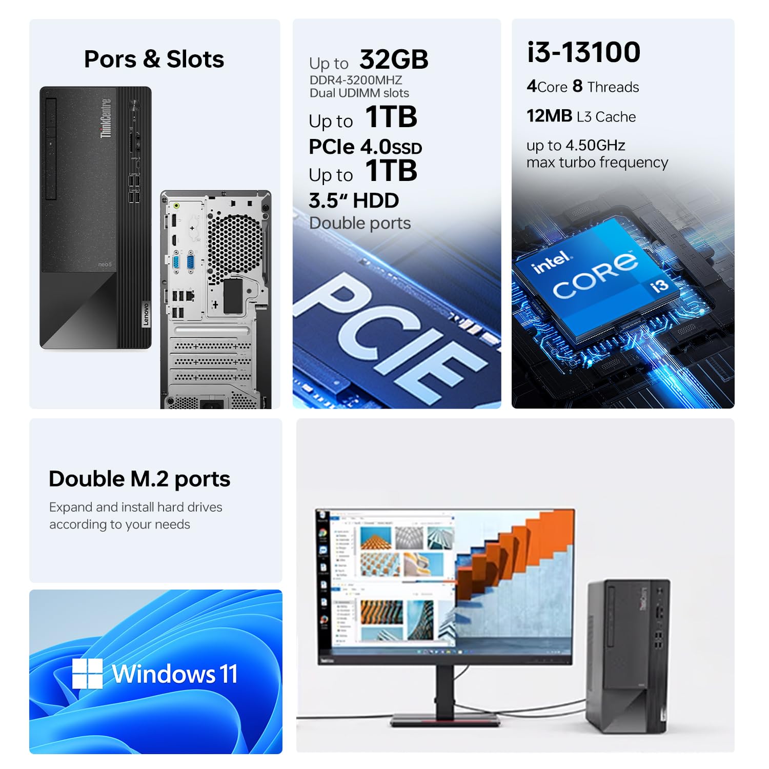 Amazon.co.jp: Lenovo ThinkCentre Neo 50t Tower デスクトップ、第13