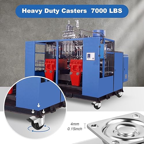 Miniatura 9 de Juego de 4 ruedas de 3 pulgadas, ruedas resistentes de 4400 libras, ruedas industriales con freno, diseño de centro de gravedad bajo, ruedas