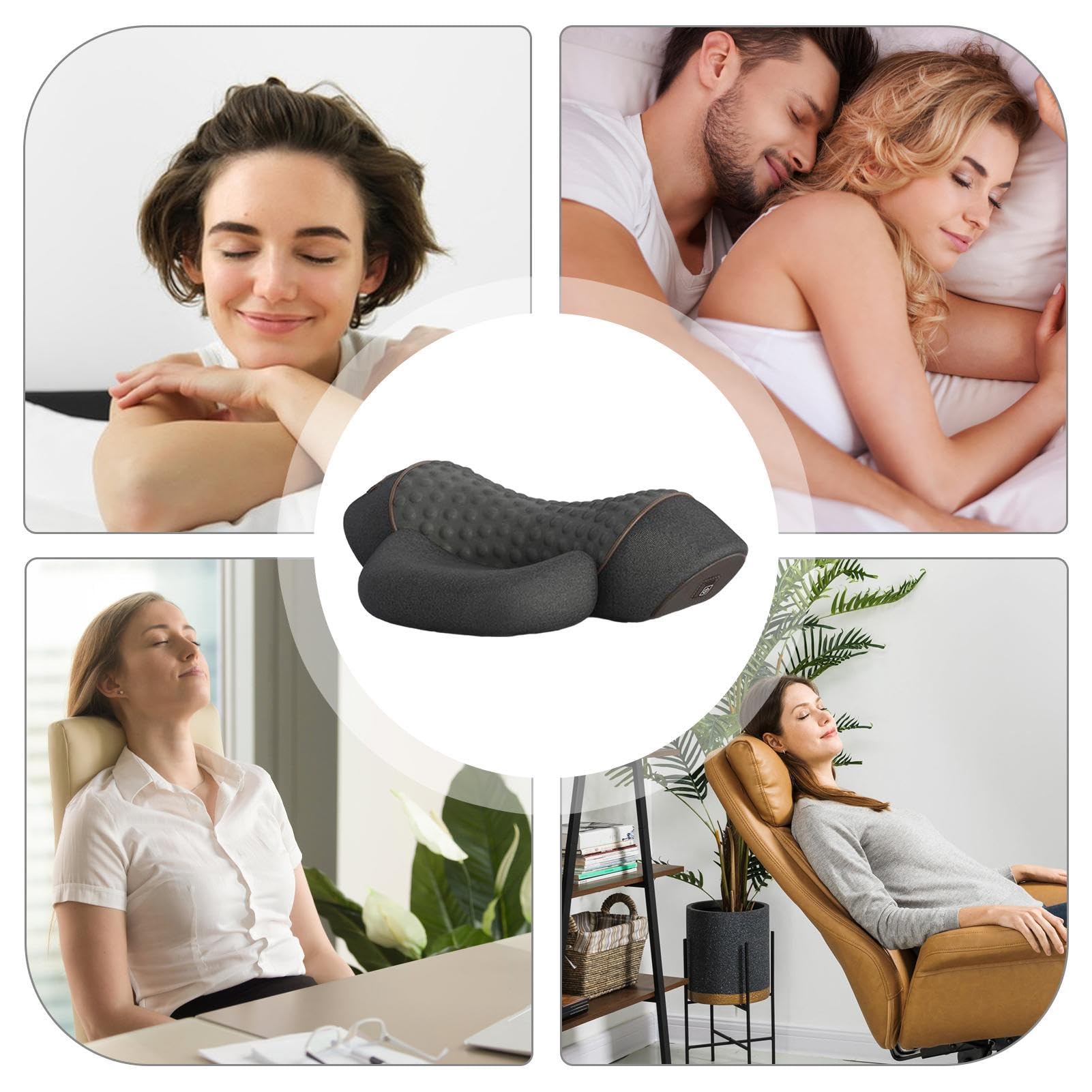 Fisiorest Massaggiatore per Il Collo 3 In1,Massaggiatore per Impastare per Testa Spalle Collo,Massaggio Profondo Rilassamento,con Calore&Trazione per Aiutare Dormire,Alleviare Dolore Muscolare&Tension