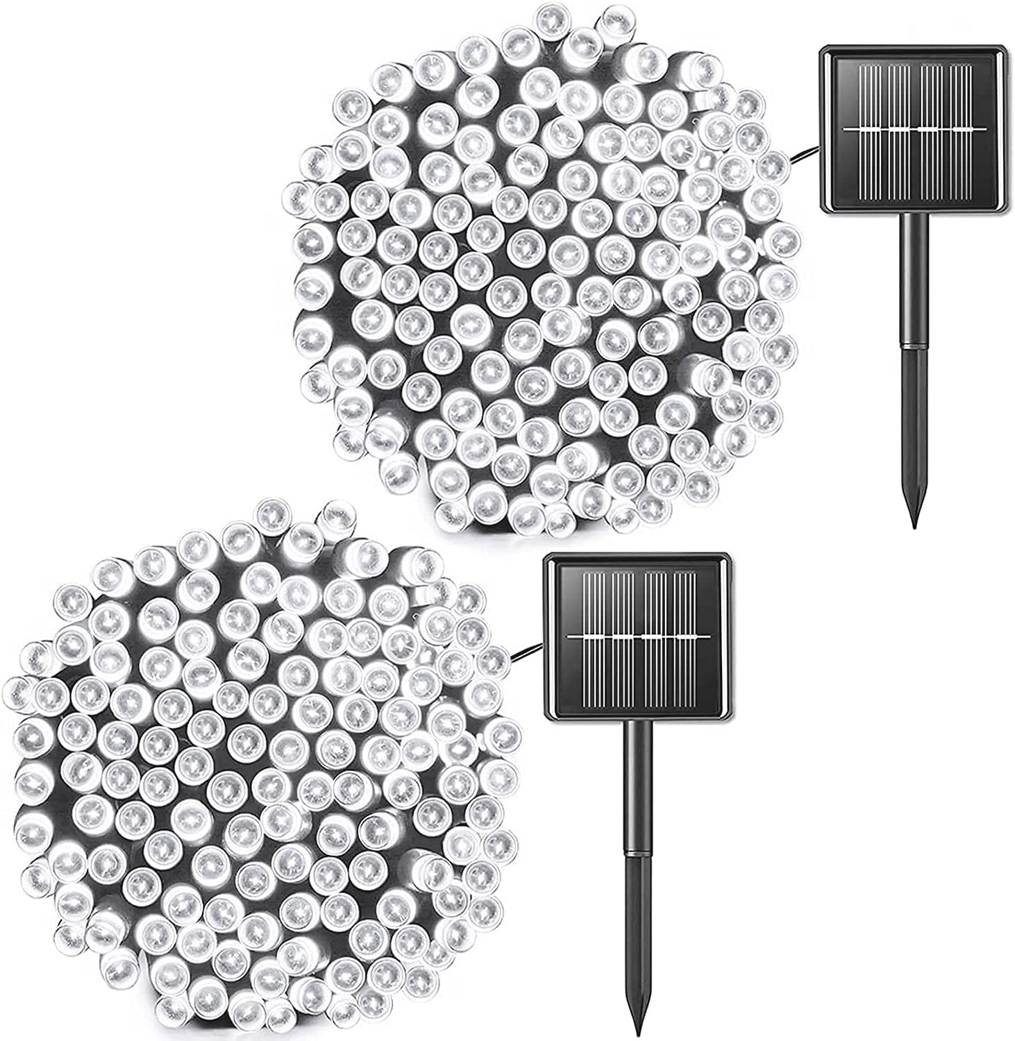 Jiamao 2 Pack Solar String Lights Outdoor, 100 LED 8 Modes Solar