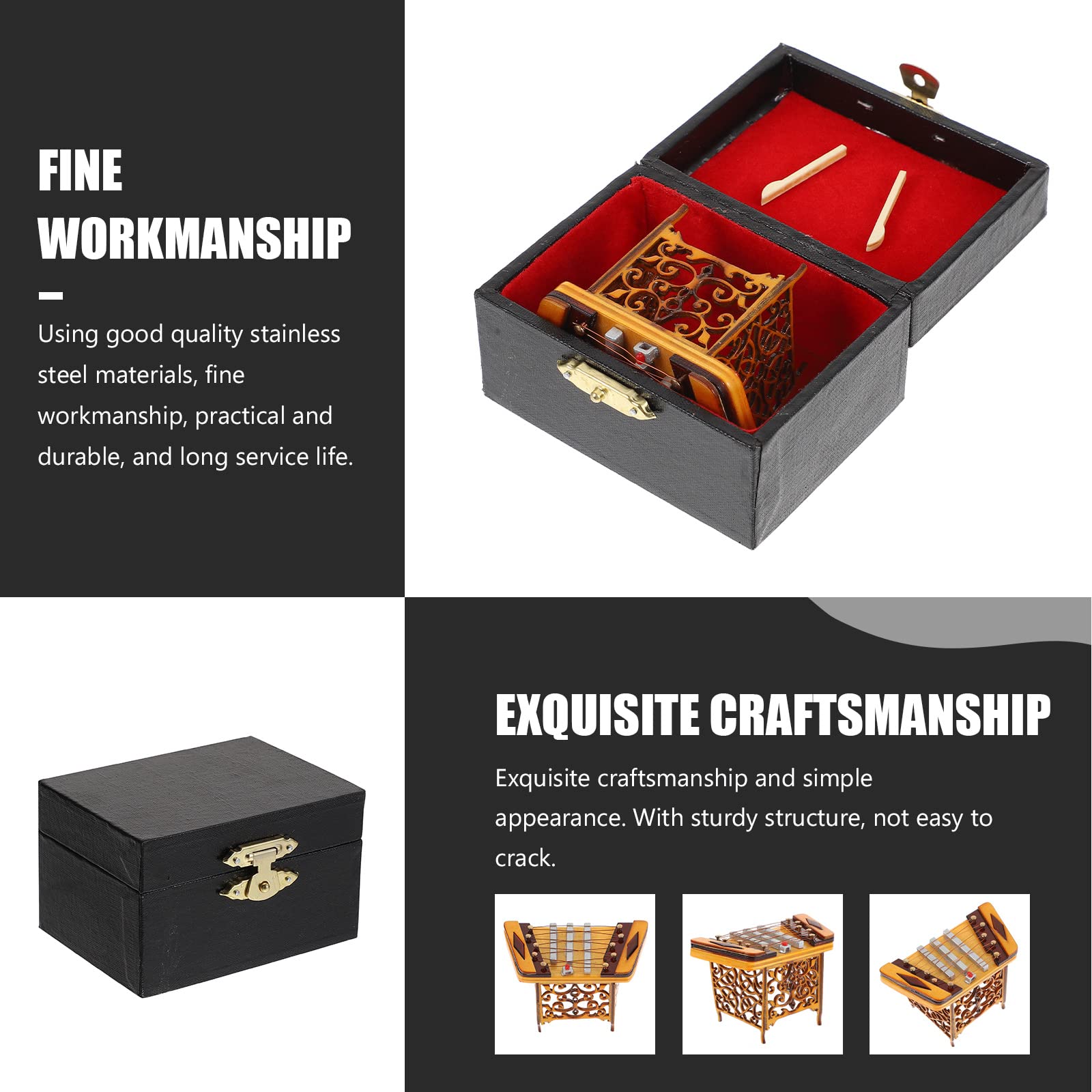 1 Satz Dulcimer-modell Mini-hackbrett-spielzeug Miniatur-instrumentenmodell Chinesisches Hackbrett Sammlerstück Hackbrett-tischdekoration Einzigartig Präzisionsinstrument Hölzern