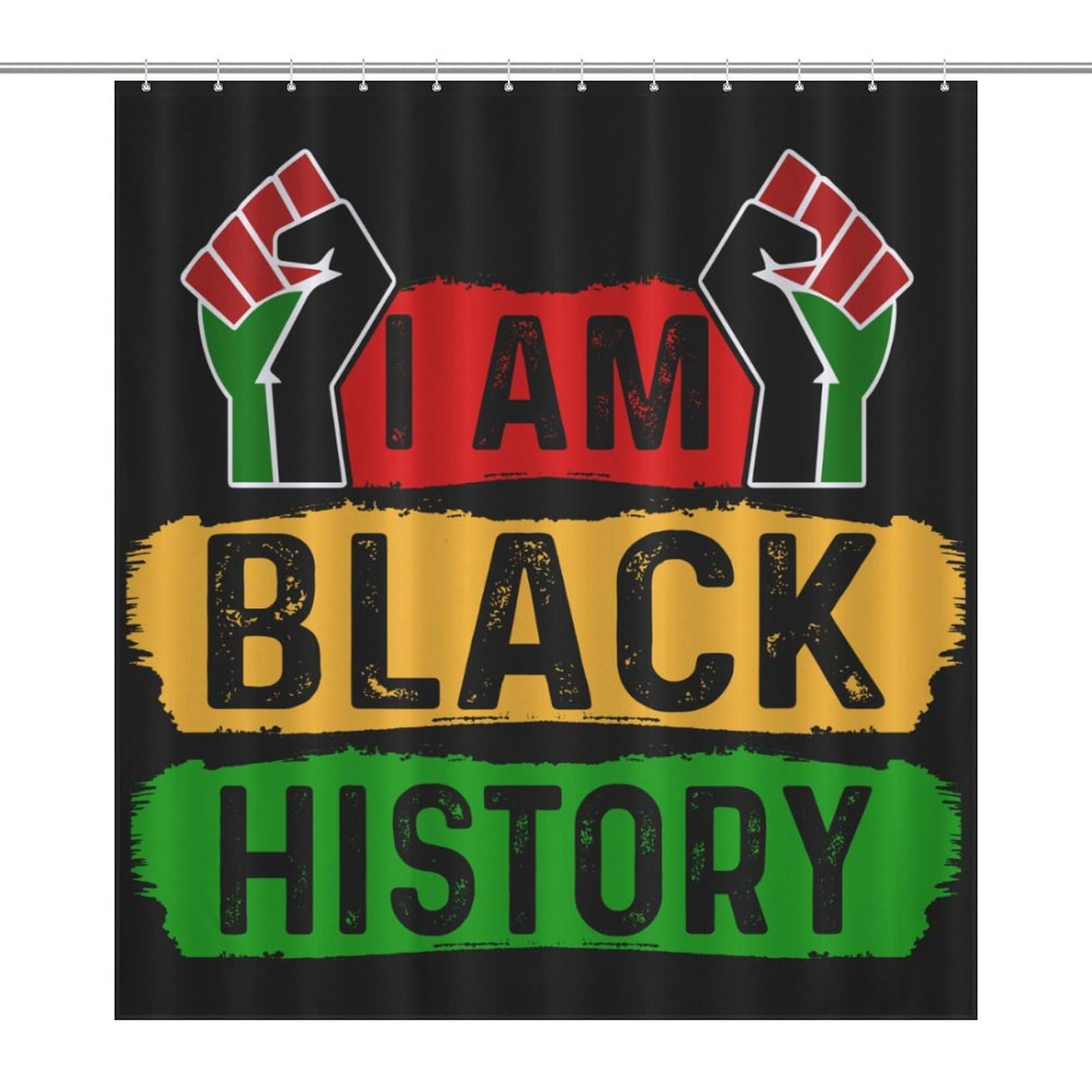 Oudrspo I Am Black History Month Shower Curtain Modern Bath Curtain Bathroom Decor Set with 12 Hooks 60 X 72 Inch