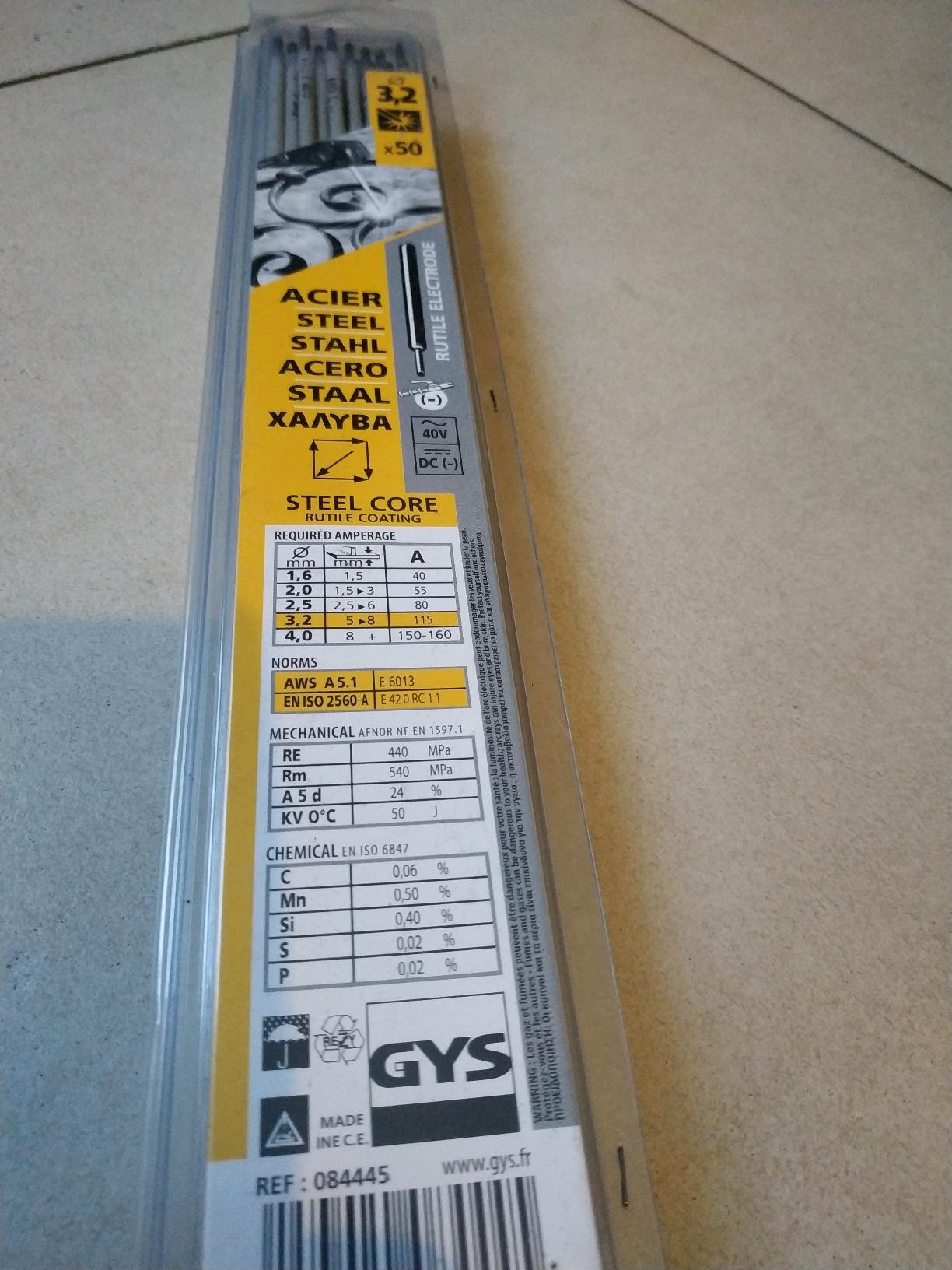 Électrodes Rutiles Acier GYS Ø2.5 E6013 - Etui De 252 - Soudage MMA Toutes Positions