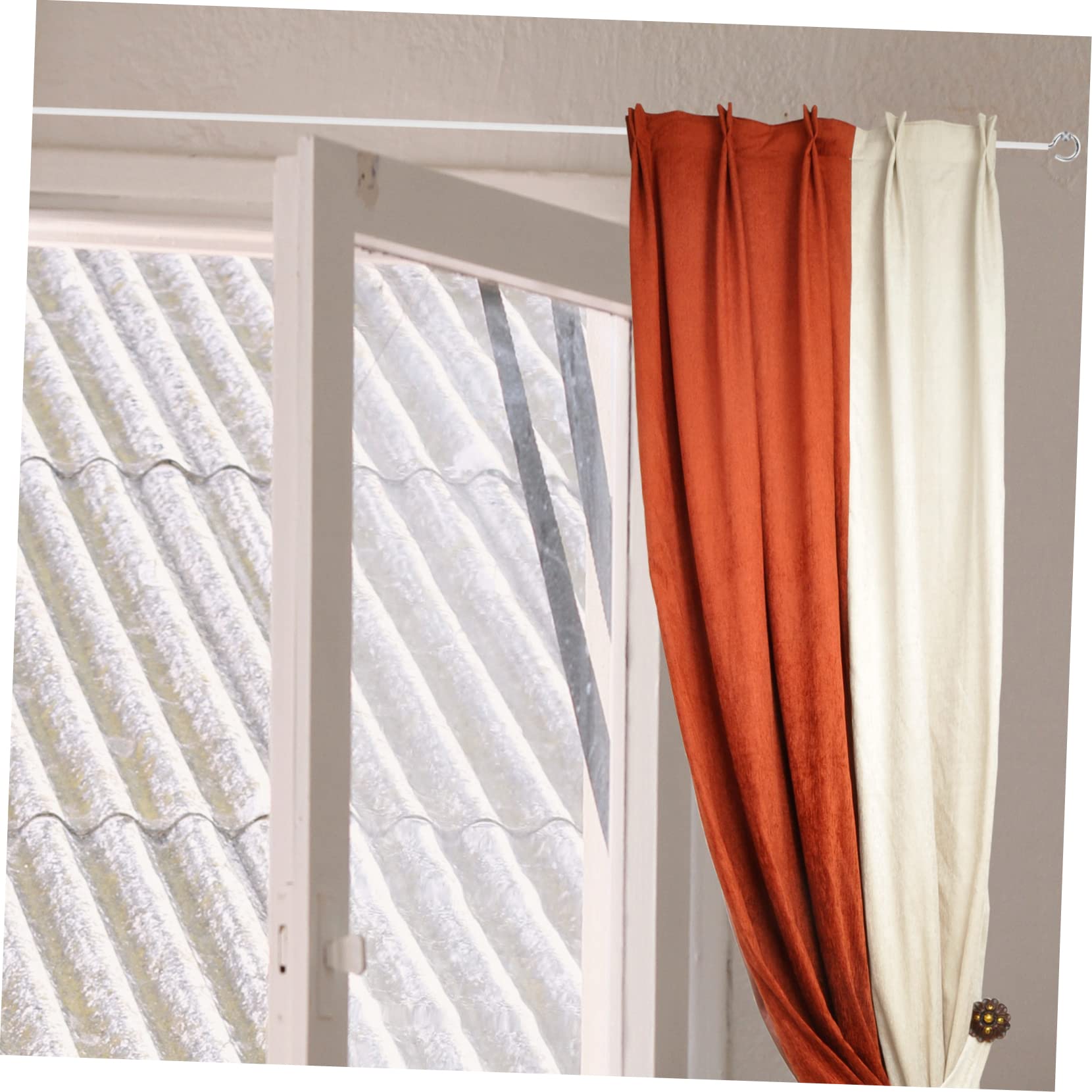 HOLIDYOYO Plastic Coated Spring Rope Rods Screw Eyes Hooks Kit for Bathroom Windows