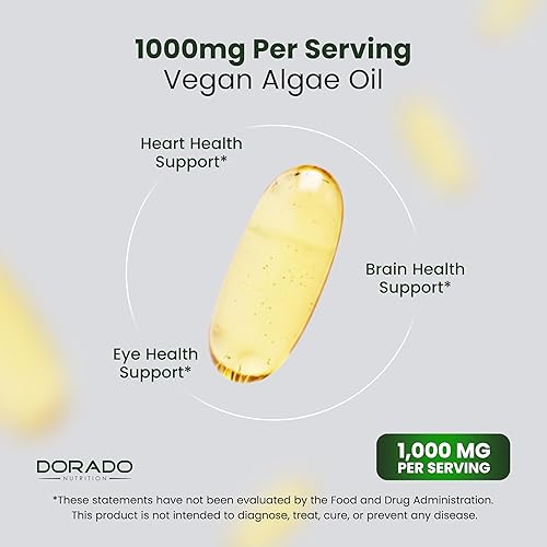 Miniatura 6 de Aceite de algas vegano Omega 3 (60 cápsulas blandas) DHA EPA a base de plantas, de origen sostenible, sin carragenina, sin OMG, salud del corazón