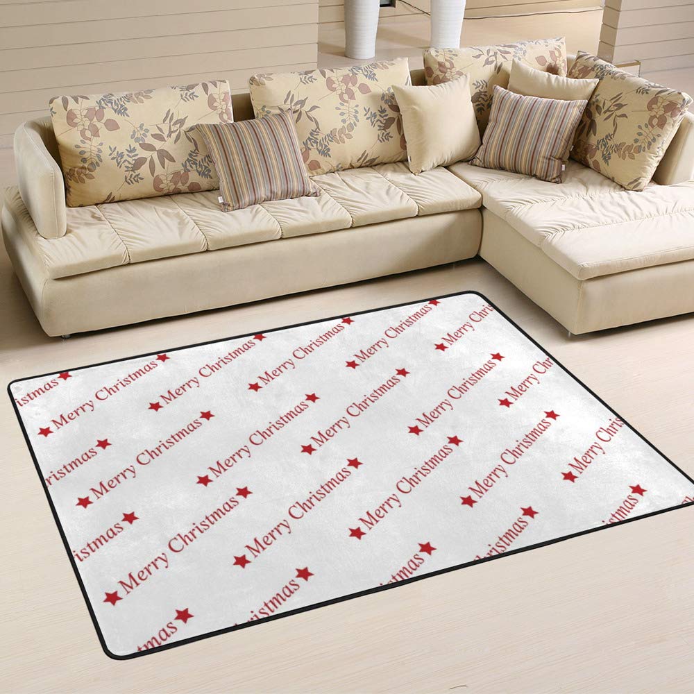 Grand tapis blanc Merry Christmas 60x39 inch pour salon