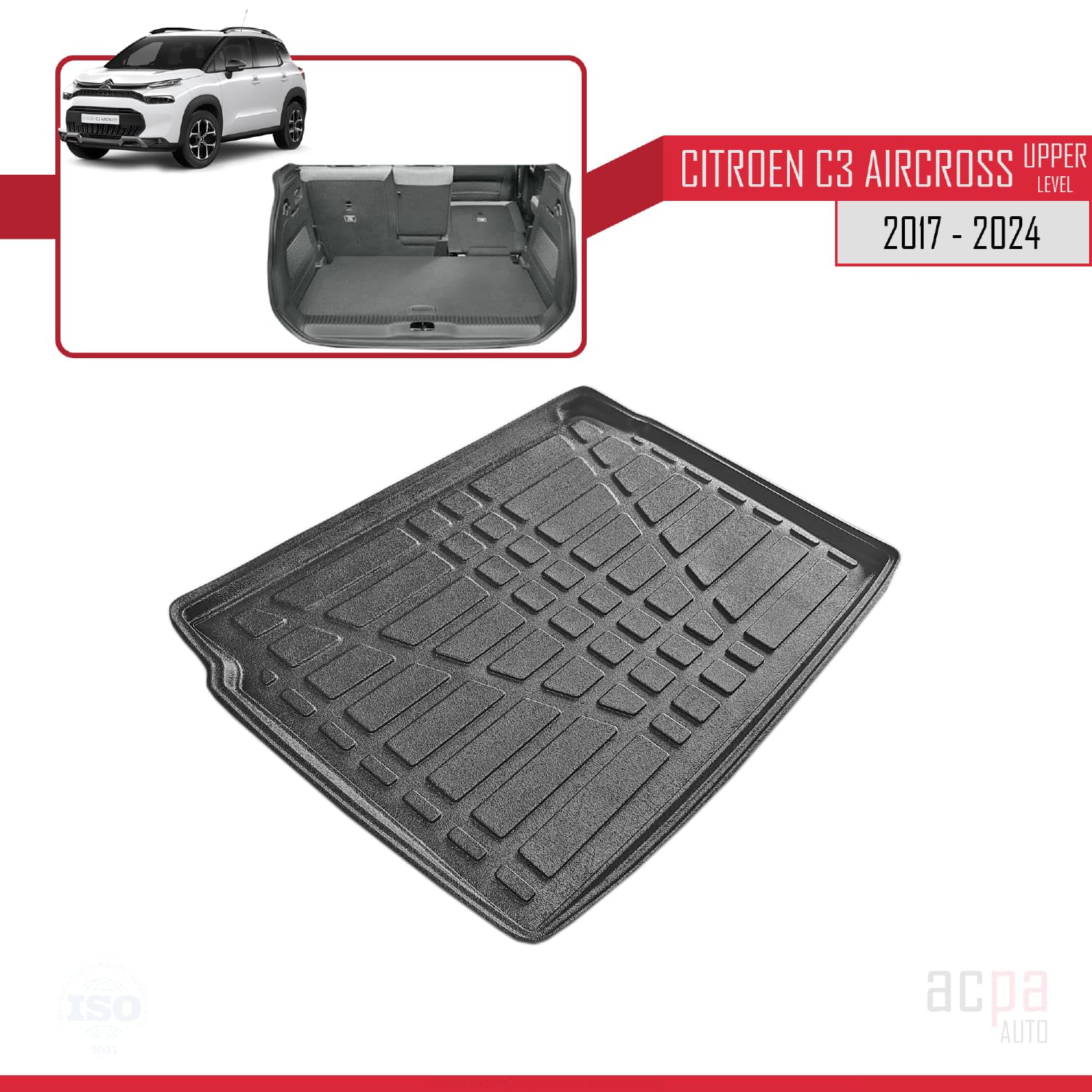 Alfombrilla Para Maletero Citroën C3 2002-2009 5 Puertas - TPE, Impermeable, Antideslizante, Protección Completa