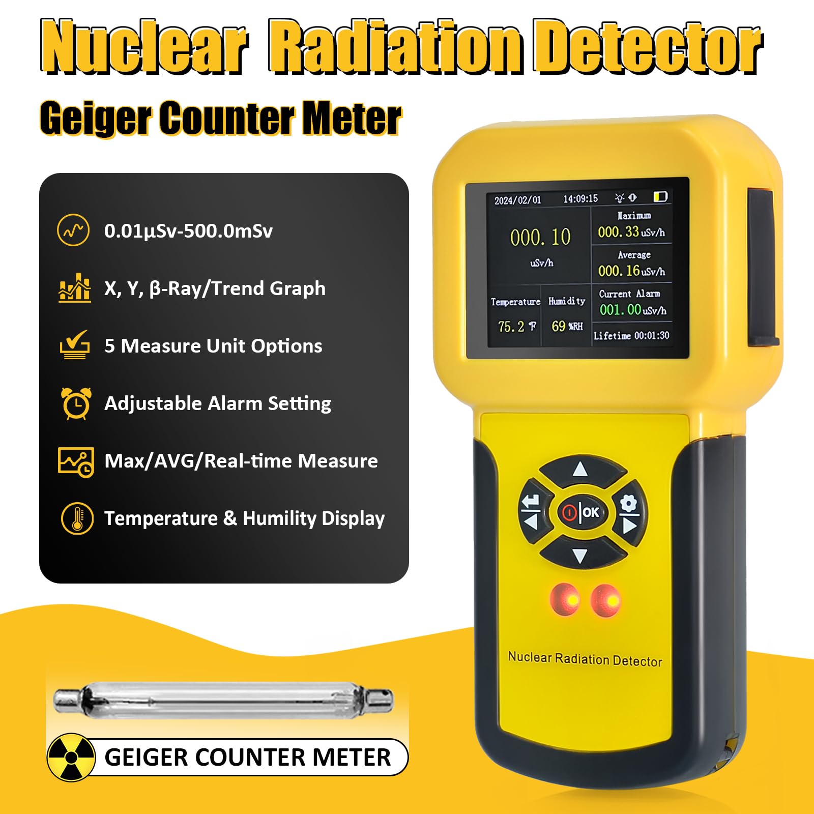 Nuclear Radiation Meter Geiger Counter, Radioactive