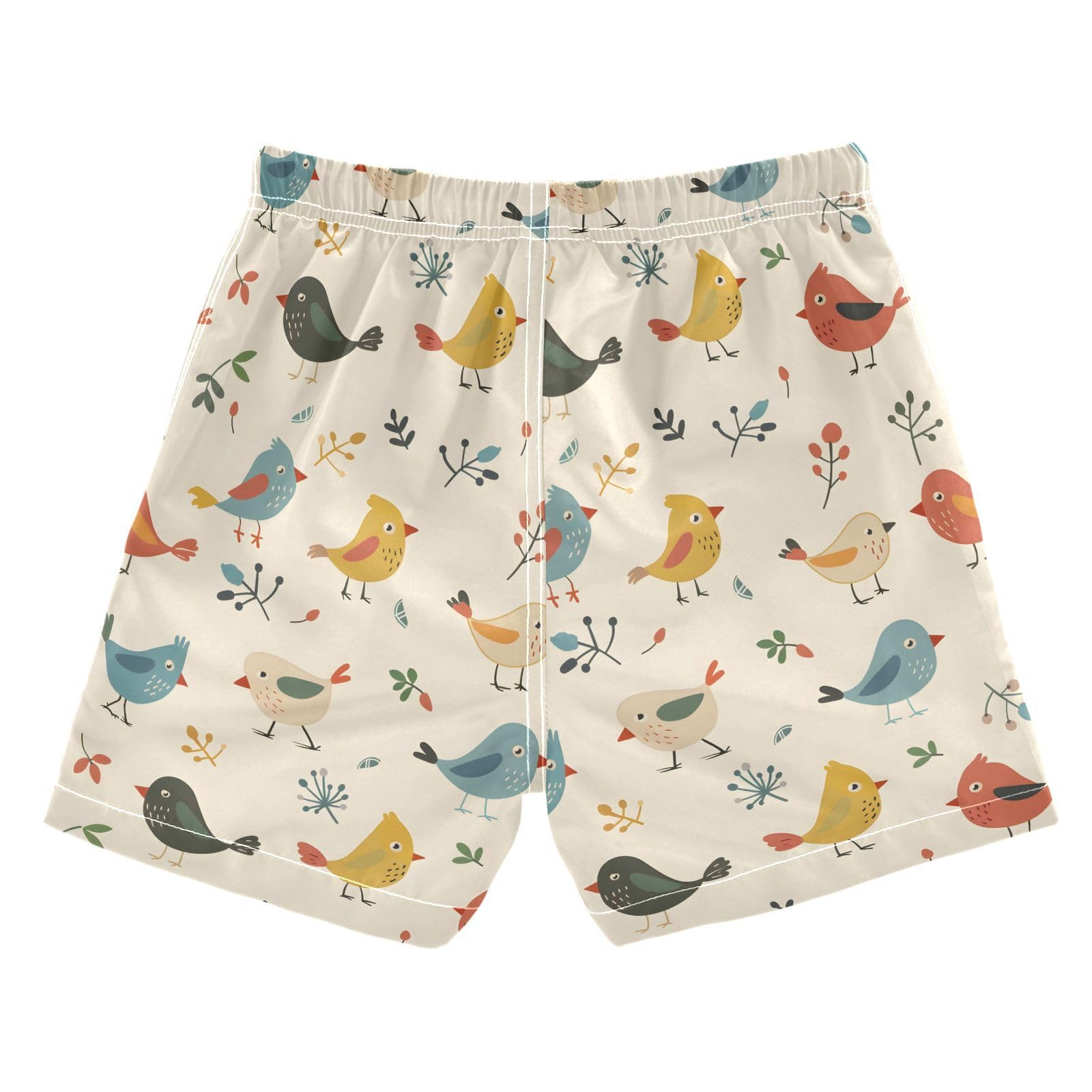 ALAZA Bird Leaves Cartoon Boys' Swim Trunks Beach Shorts Quick Dry Swimsuit 4T