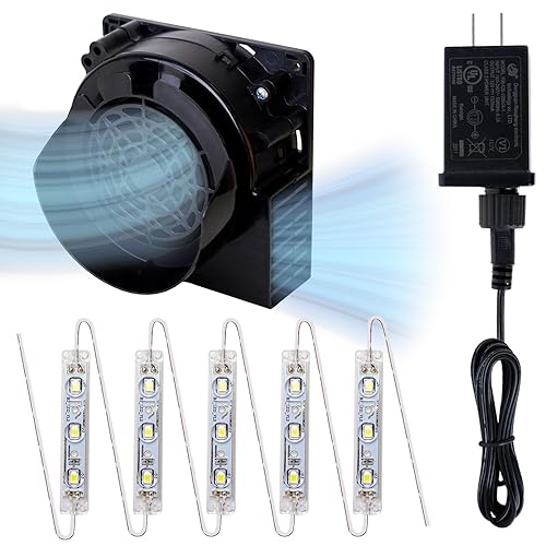 OurWarm Repuesto de ventilador inflable de 1.2 A, motor inflable para inflables con adaptador de 1.5 A y 5 luces LED, ideal para Halloween de 5 a 10