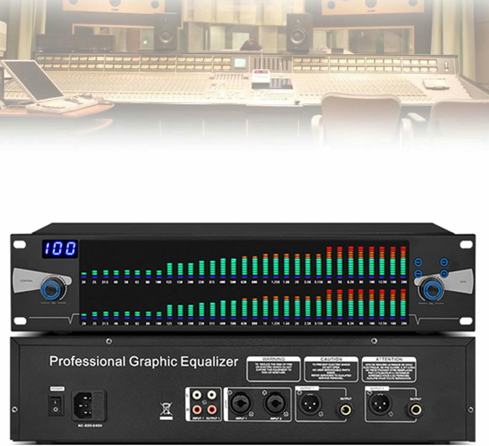 Portable 31 Bands EQ, Equalizzatore Grafico A 2 Canali Professionale, per Canto da Palcoscenico, Spettacoli di Band, Studi di Registrazione