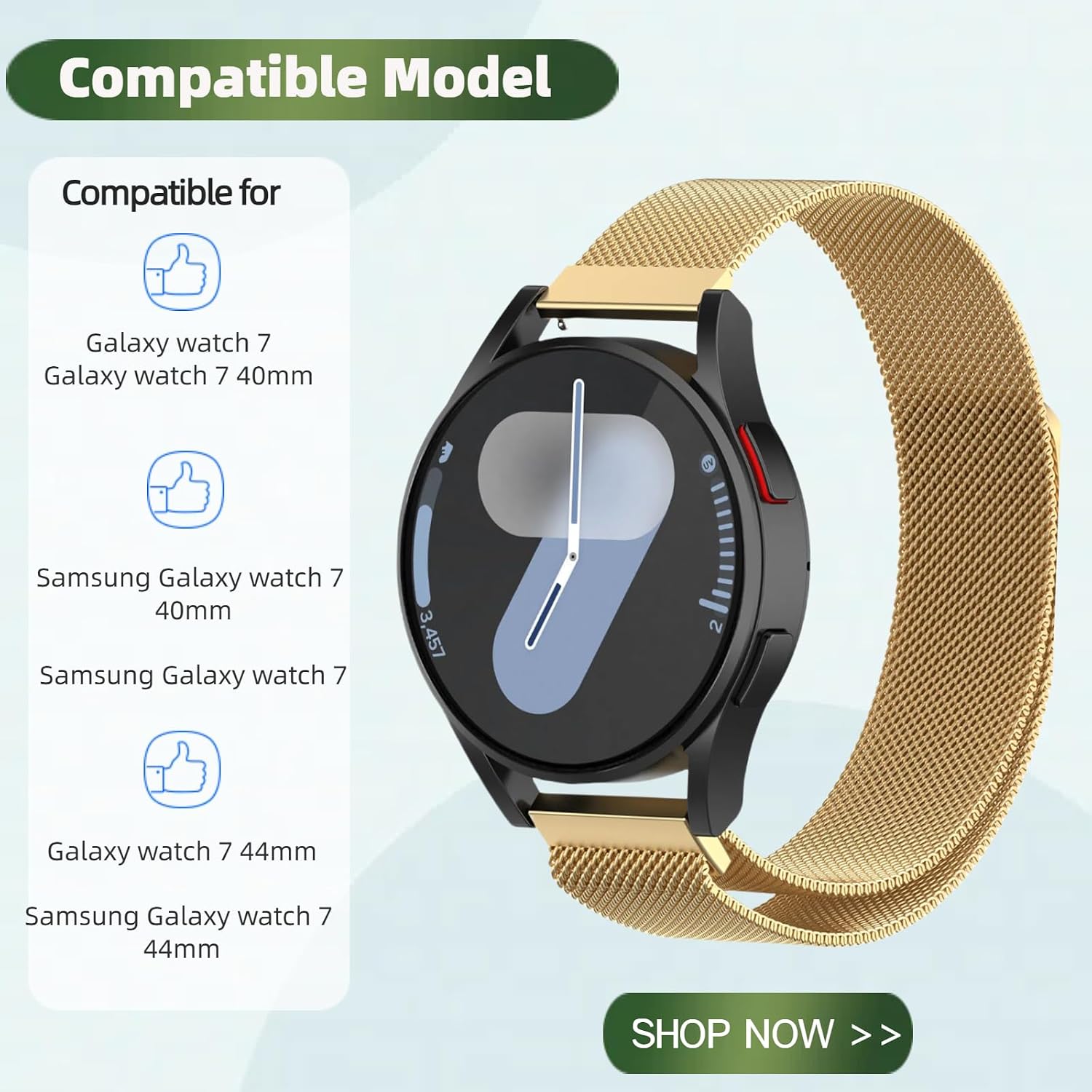 Metal Bands with Magnetic Clasp Soft TPU Case Compatible for Samsung Galaxy Watch 7 40mm 44mm, Adjustable Breathable Stainless Steel Mesh Strap for Women Men
