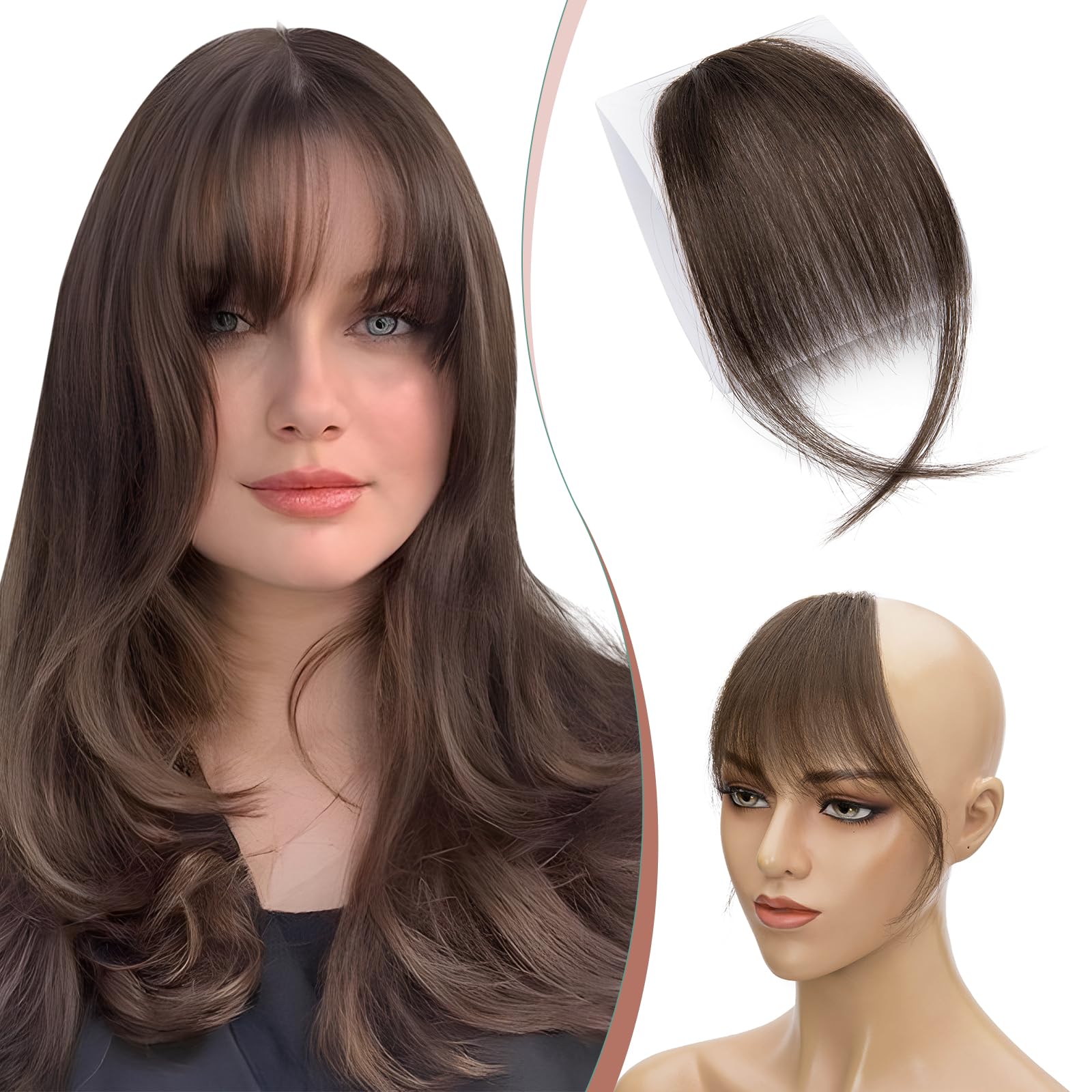 Elailite Clip on Bangs Human Hair Wispy Air Bangs Super Thin Fringe