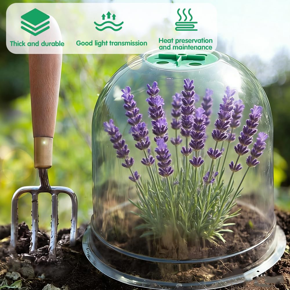 Campanas para Plantas de Jardín, 20 Piezas Campana de Planta de Plástico, Reutilizable Mini Invernadero Reutilizable Cubierta con 20 Etiquetas y 60 Clavijas de Seguridad para Protección Plantas