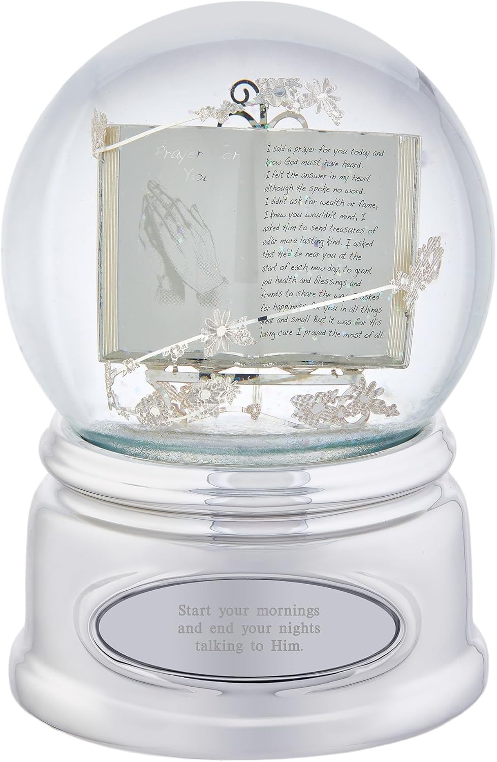 THINGS REMEMBERED Engraved Praying Hands Musical Snow Globe, Plays “Amazing Grace” Music, Beautiful and Unique Gift (Free Customization)