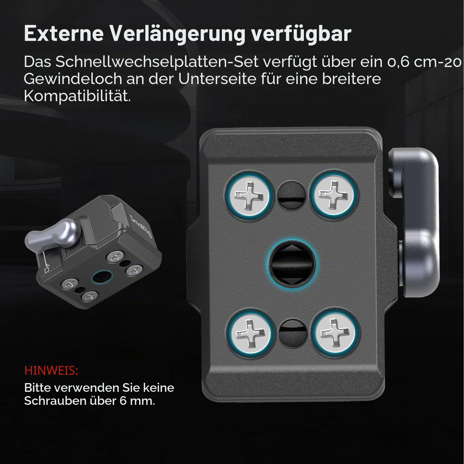 SMALLRIG HawkLock Mini-Schnellwechselplatte mit 1/4-Zoll-Schraube, Drop-in QR-Platte für Canon für Sony, für Stativ, Einbeinstativ, Camcorder, LED-Licht, Action-Kamera, Monitor – 3513C