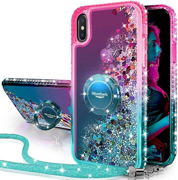 Miss Arts Coque Pour IPhone X/XS, Fille Silicone Paillette Strass Bling