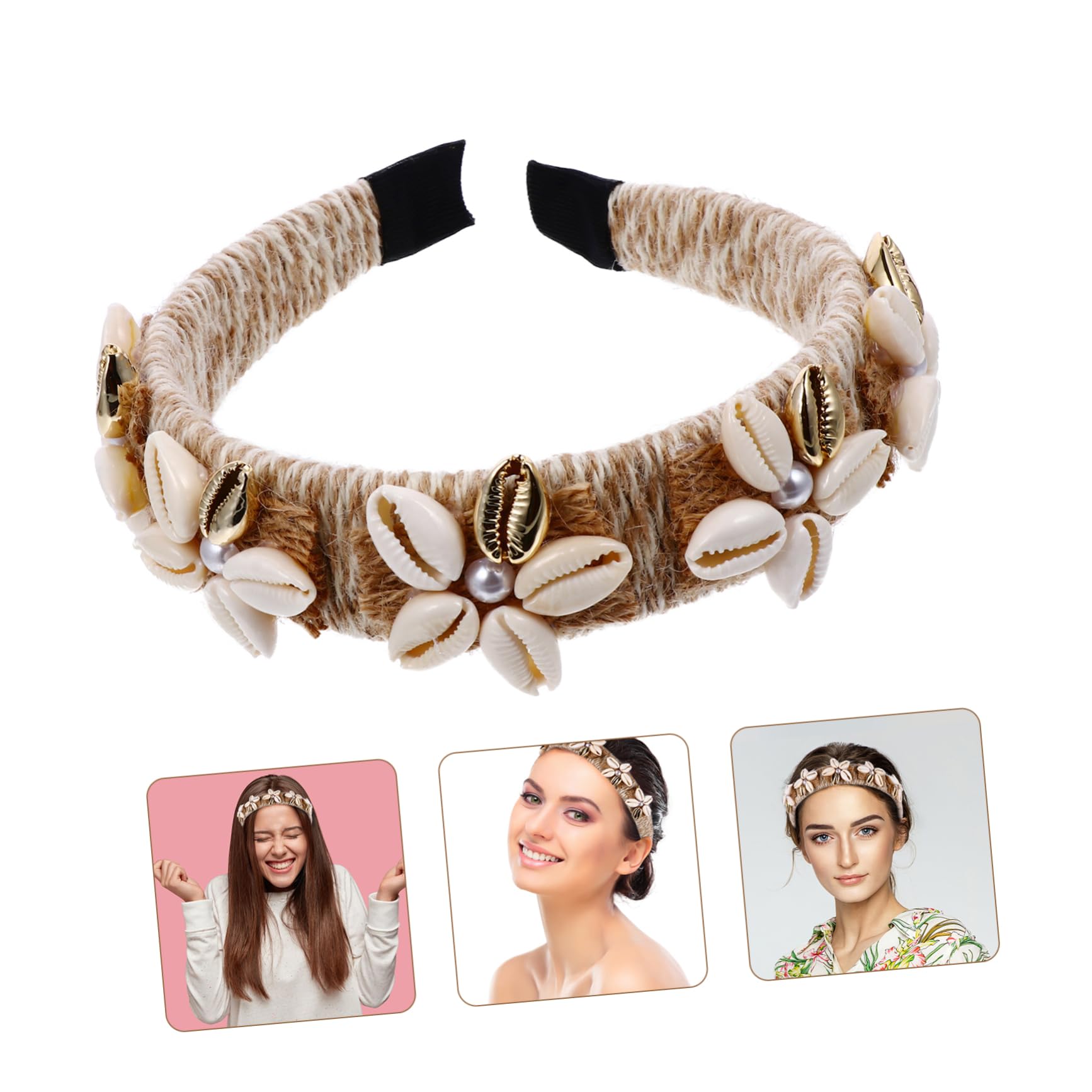 FRCOLOR 3 Diademas De Conchas Marinas Para Mujer Tocado De Conchas Marinas Diademas Anchas Y Cómodas Accesorio De Playa