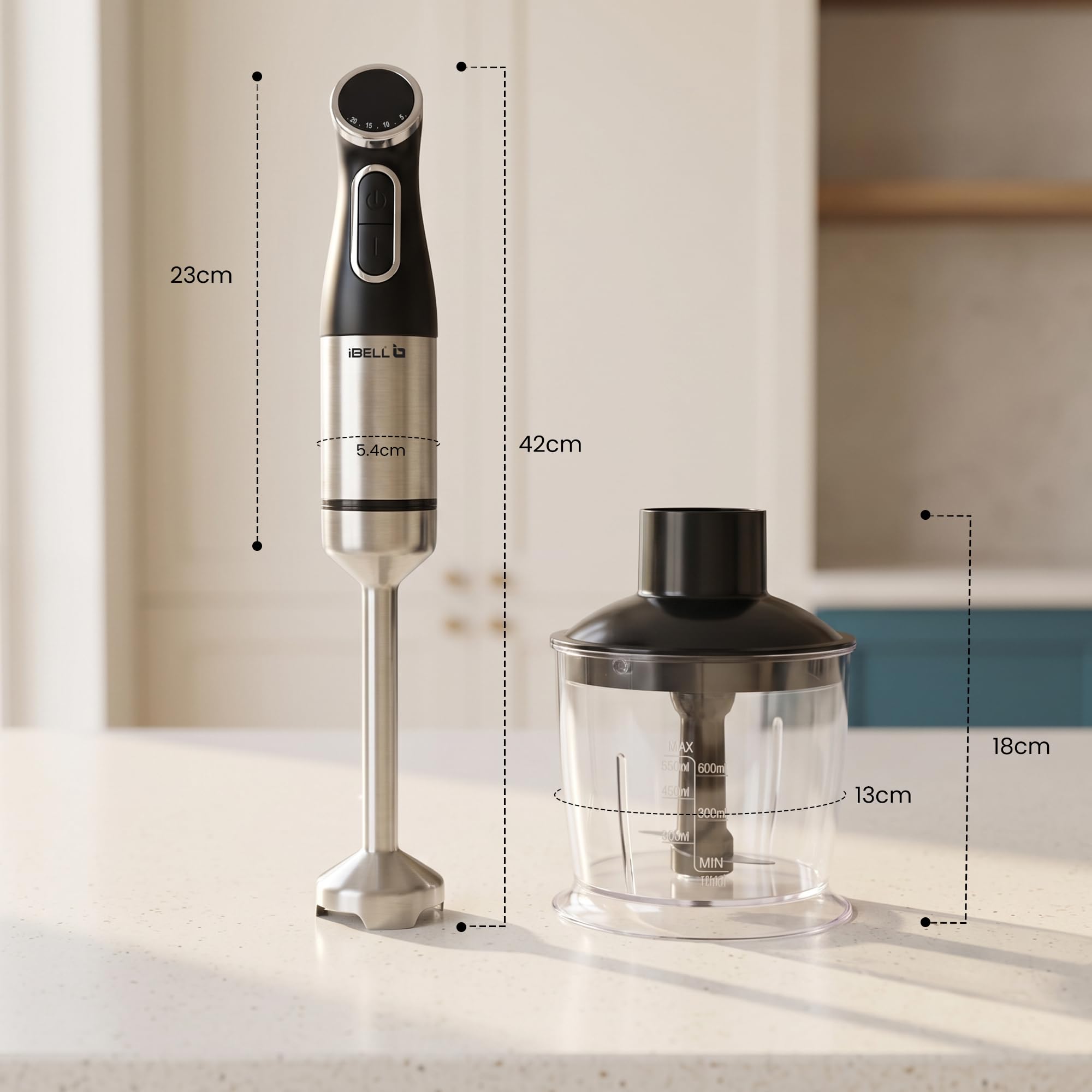 iBELL Hand Blender - 6-in-1, 1200W, Turbo Boost -6