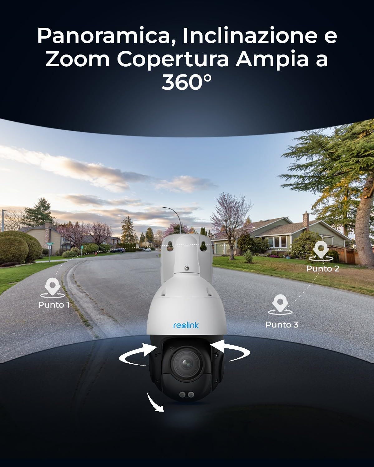Reolink 4K PTZ Telecamera Esterno PoE, Zoom Ottico 3D 16X, 360°/90° Pan & Tilt, Visione Notturna a Colori, Rilevamento di Uomo/Veicolo/Animale, Audio Bidirezionale, Supporta Scheda microSD, RLC-823S2