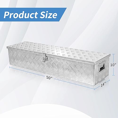 Miniatura 2 de Caja de herramientas de aluminio para camión de 50 pulgadas, caja de herramientas para cama de camioneta pickup con cerradura y llaves, cajas de