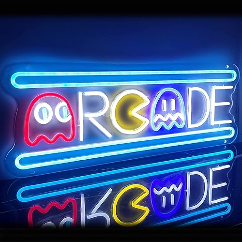 Miniatura 8 de Señal de neón de Arcade personalizada, luz LED de neón azul de 3D grabado a mano personalizado con el nombre del tema del año de fundación