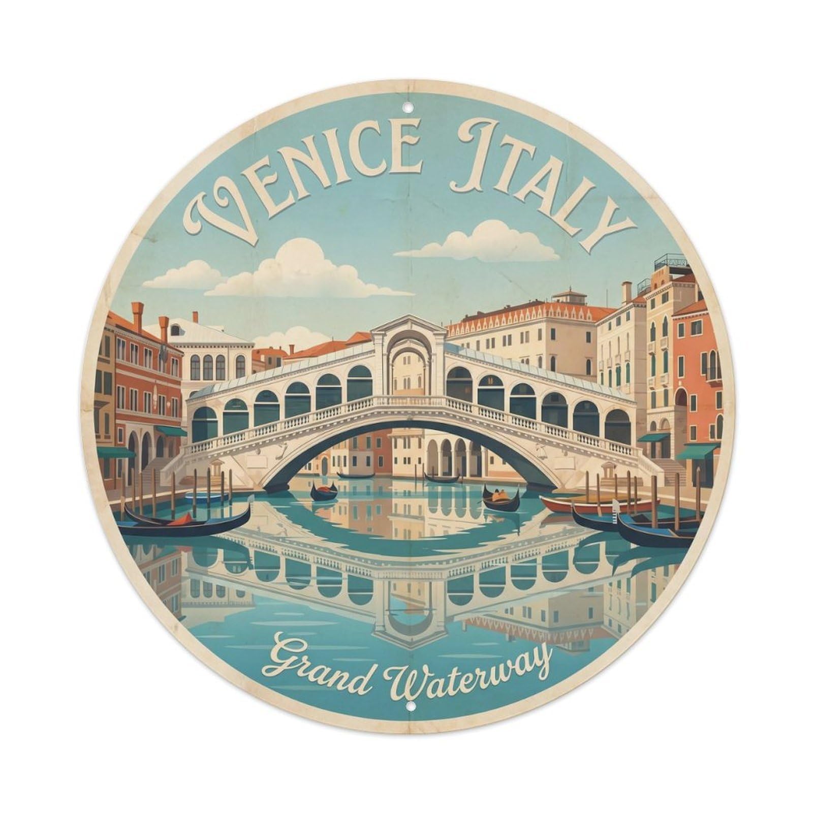 Vintage Travel Venice Italy Waterway Metal Tin Sign