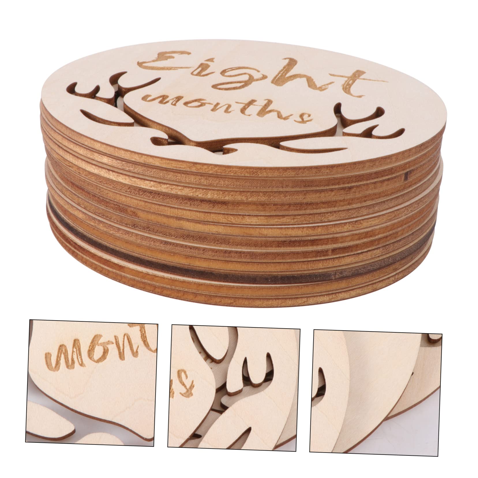 Abaodam Piezas de Accesorios para Fotos de Bebés Placa de Madera para El Nacimiento del Bebé Tarjetas de Crecimiento Mensual