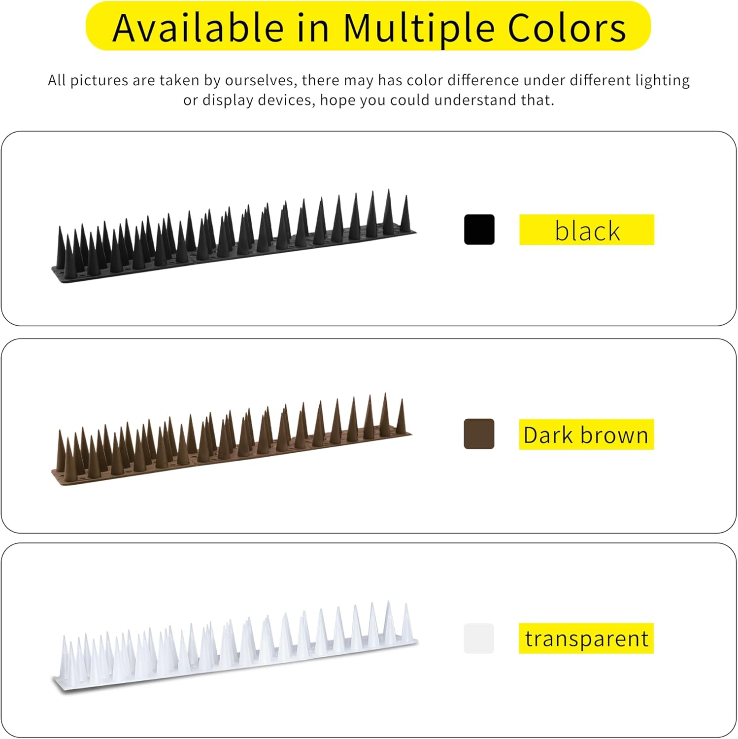 Bird Spikes, Clear,6 Pcs,Pigeon Spikes for Outdoor,Keep Birds Squirrel Raccoon Away for Outside, Patio, Plastic Fences Spikes, 6.5FT