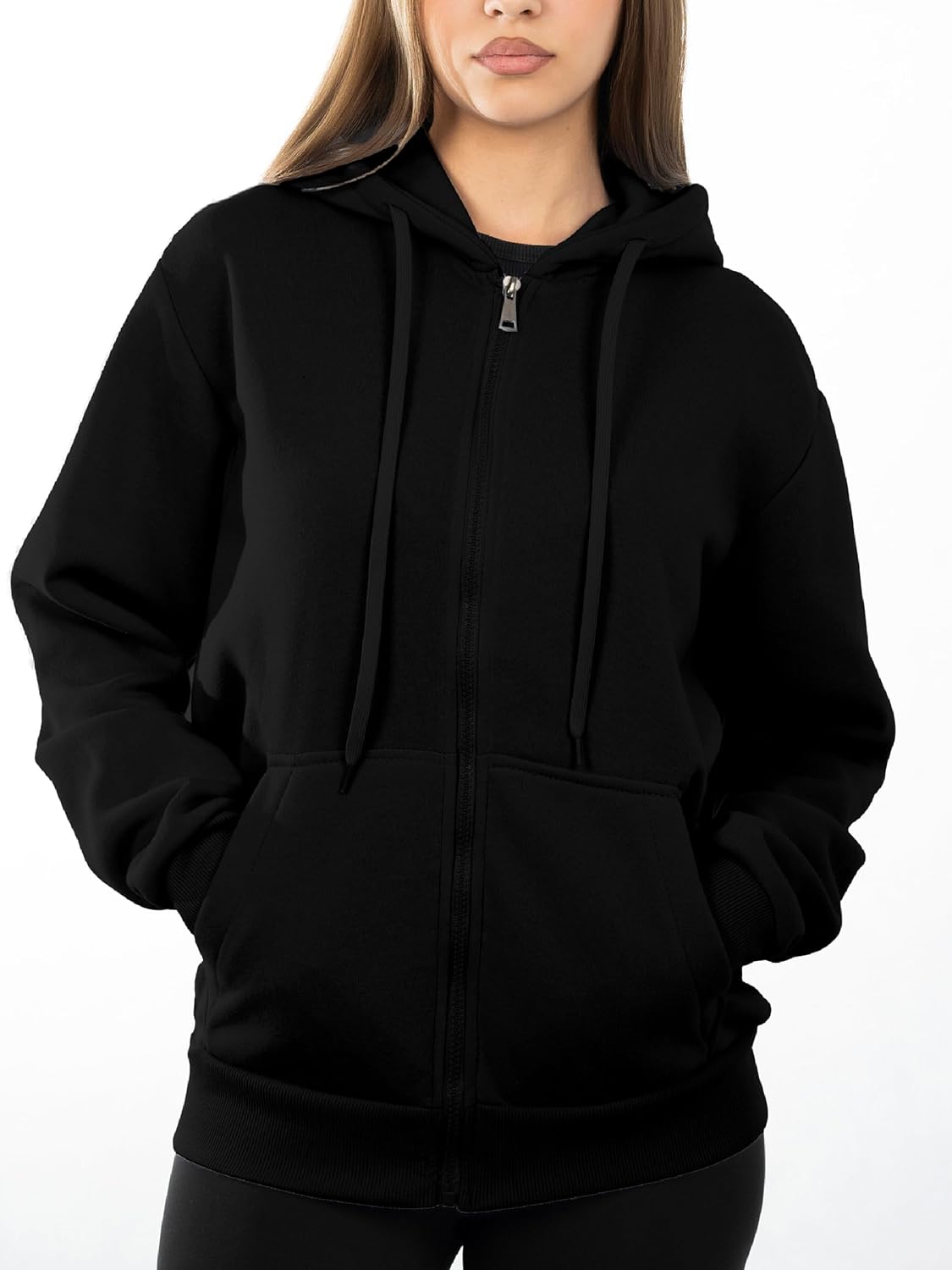 Oversized Zip Up Hoodie for Women, Soft Fleece Cotton Blend, Cozy Full Zip Sweatshirt - Image 2