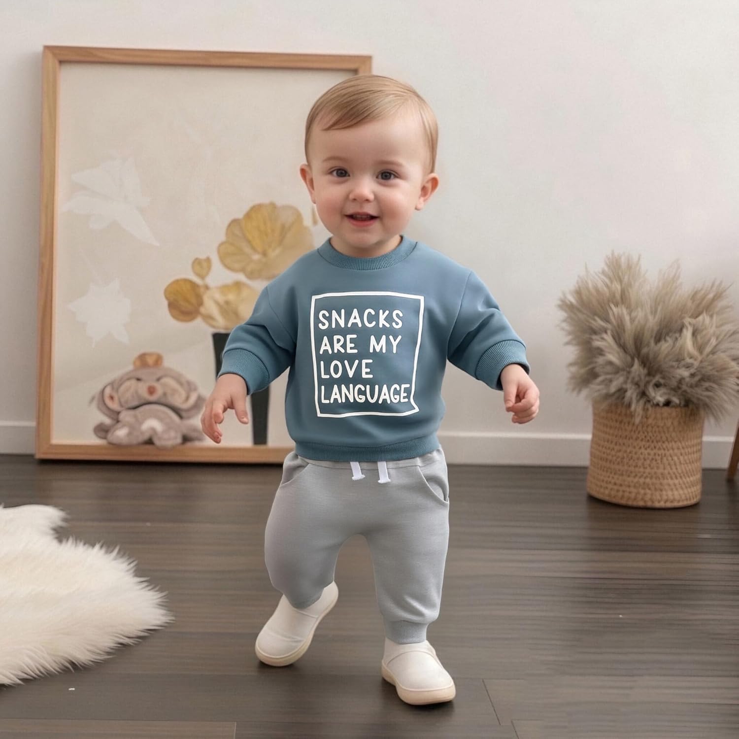 Infant Baby Boy Fall Clothes Set Funny Letter Sweatshirt Pant Outfit Toddler Winter Clothes 6 12 18 Months 2T 3T - Image 5