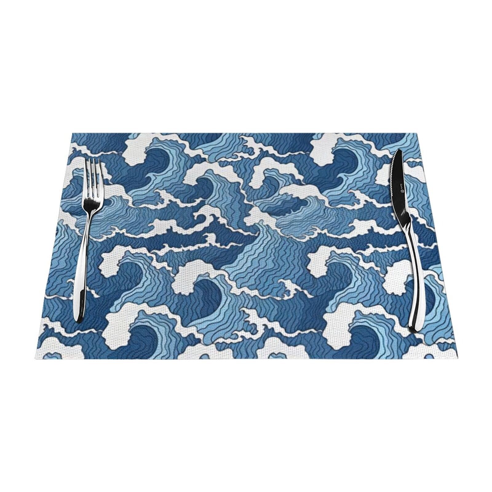Sets de table Stormy Sea tissés imprimés pour cuisine et hôtel